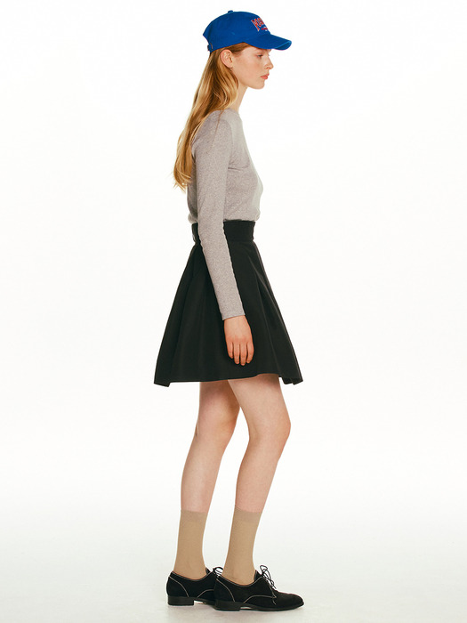 [23SS]FRIULI Stitch point tucked skirt (Black)