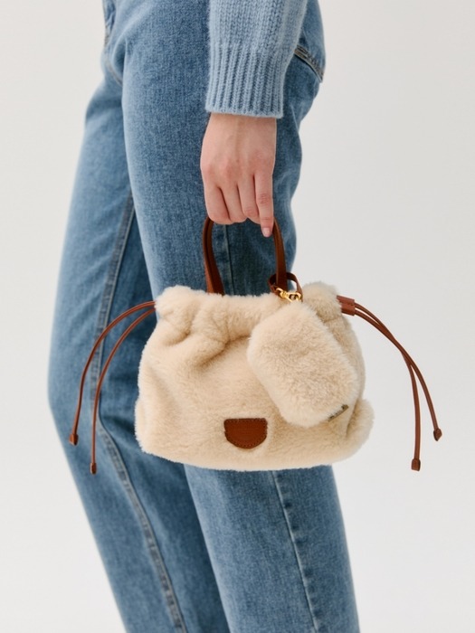 shearling tote bag - camel