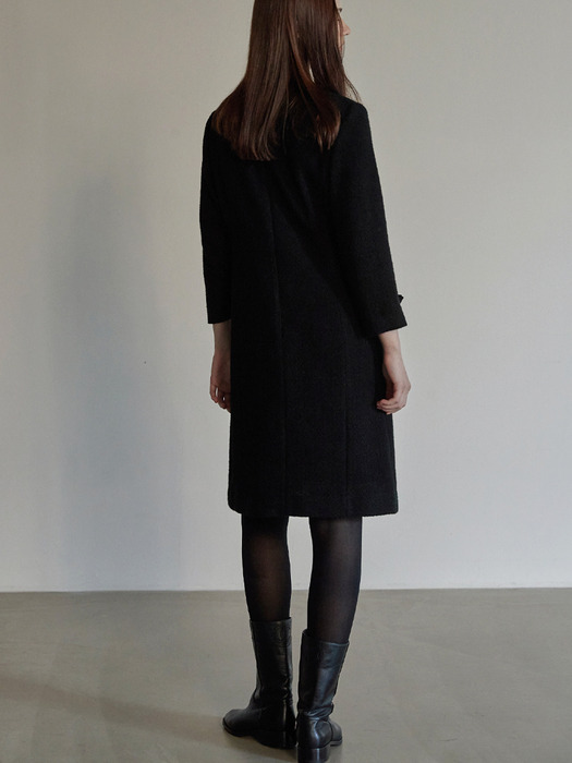 Ribbon point tweed dress - Black