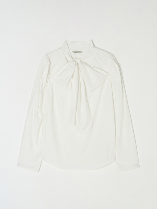 Ribbon point scarf blouse - Off white