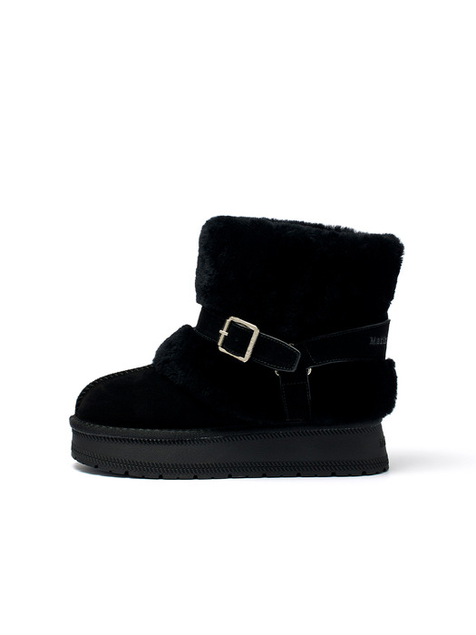 BUCKLE FUR BOOTS IN BLACK