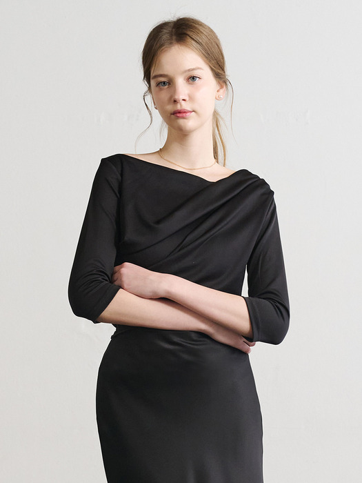 Lautre Black Draped Off T shirts