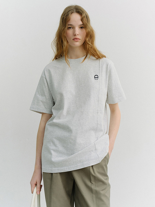 UNISEX LOGO CREASE T-SHIRT LIGHT MELANGE GREY_UDTS6A111G1