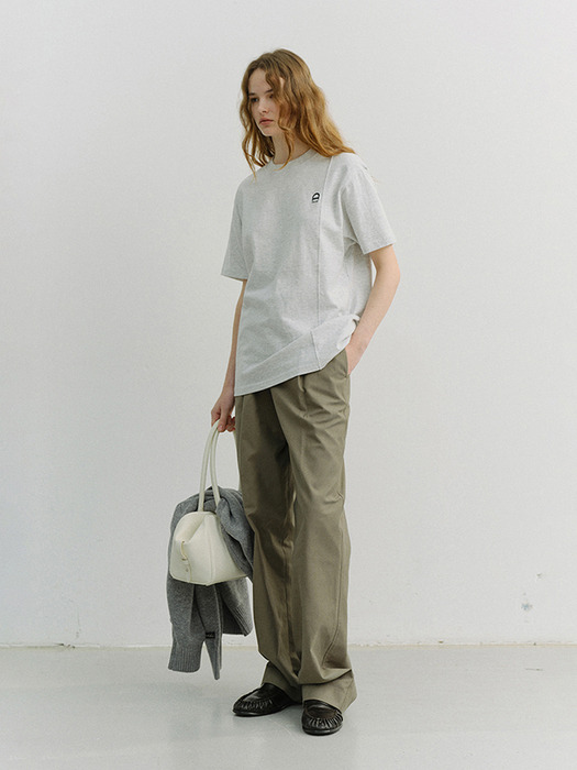 UNISEX LOGO CREASE T-SHIRT LIGHT MELANGE GREY_UDTS6A111G1