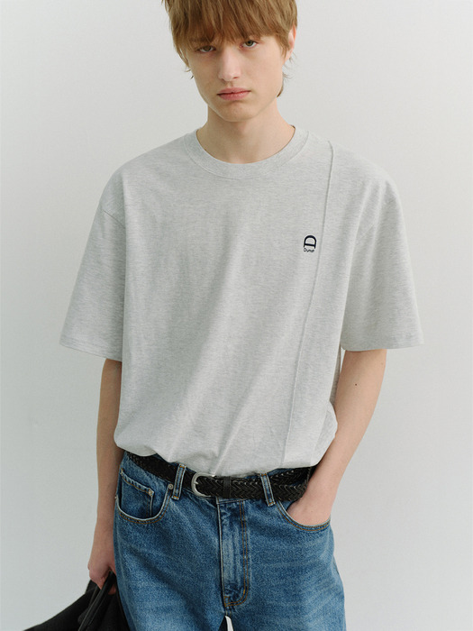 UNISEX LOGO CREASE T-SHIRT LIGHT MELANGE GREY_UDTS6A111G1