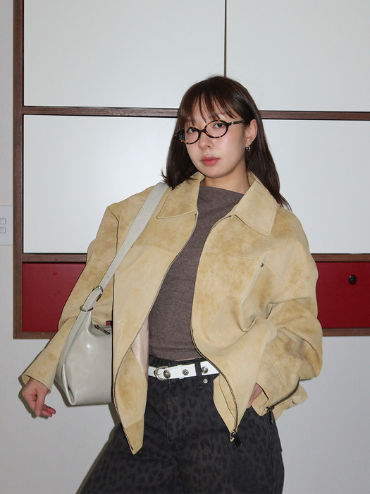 Overfit Suede Jacket in Beige VL5SM023-91