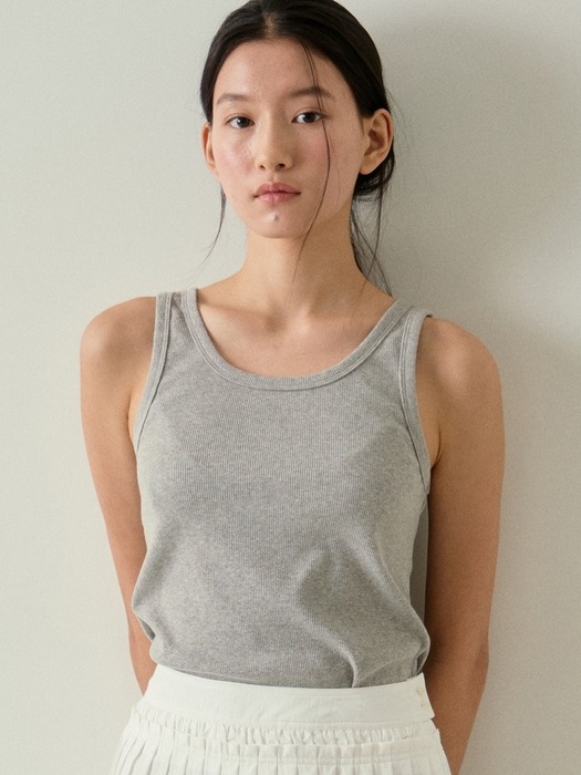 cotton ribbed sleeveless t-shirt (4colors)