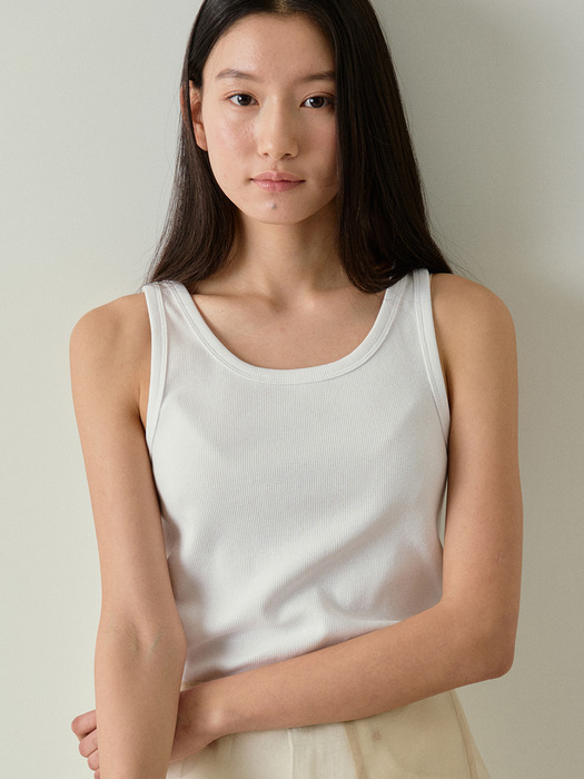 cotton ribbed sleeveless t-shirt (4colors)