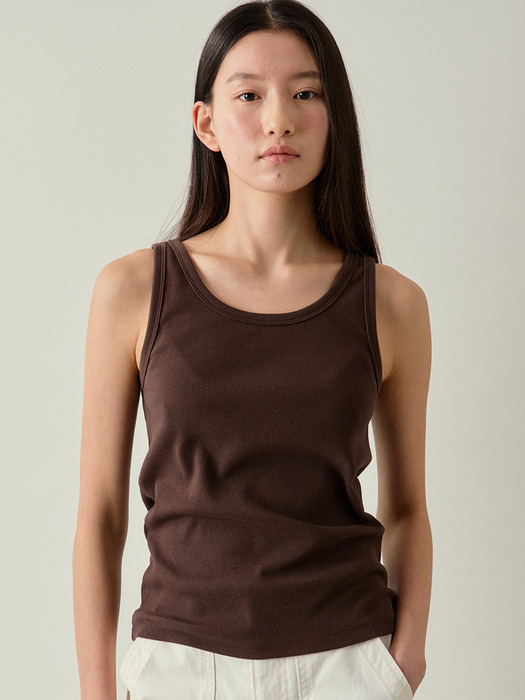 cotton ribbed sleeveless t-shirt (4colors)