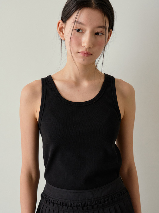 cotton ribbed sleeveless t-shirt (4colors)