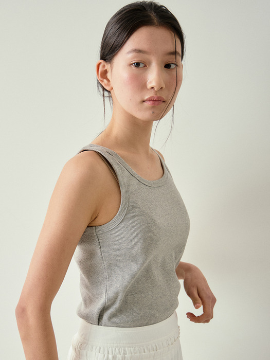 cotton ribbed sleeveless t-shirt (4colors)