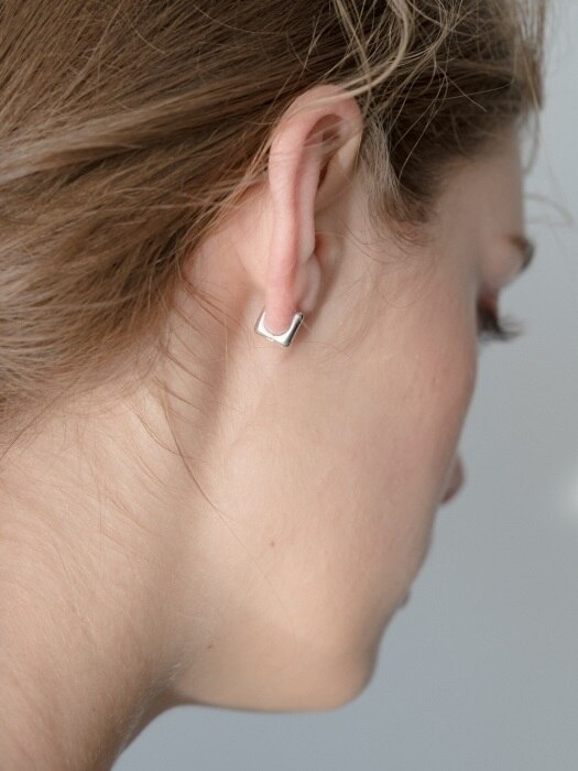 [Silver] Mini Square Ring Earrings