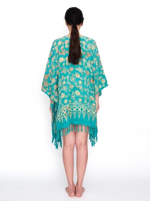 Fringe Robe - Dahlia / Turquoise
