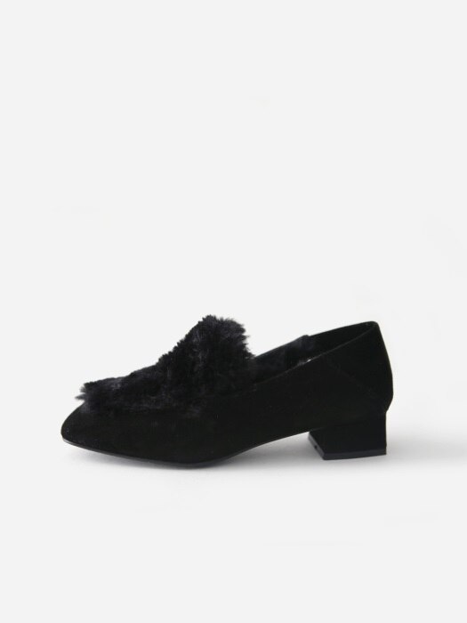 snr1819 FUR loafer - black