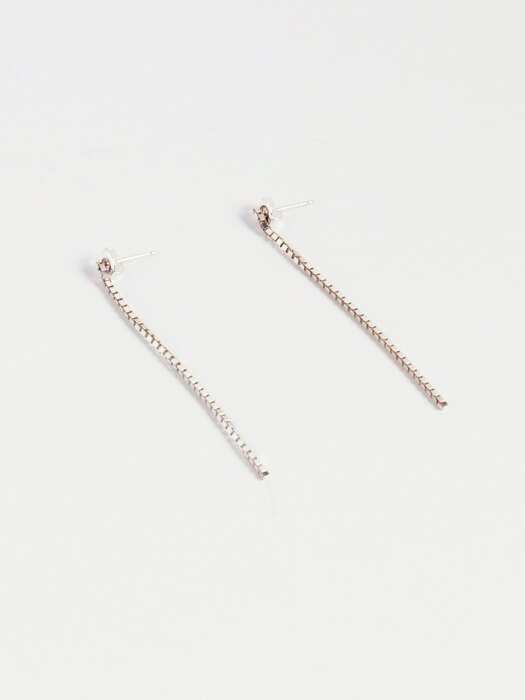 silver square chain earring