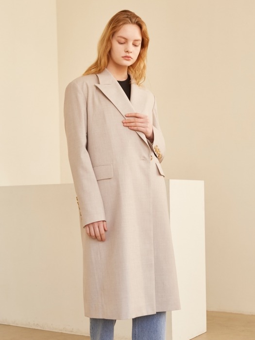 19SS PEAKED COLLAR BELTED COAT OATMEAL