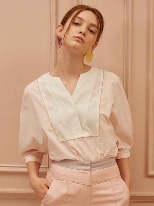 Lace-paneled blouse