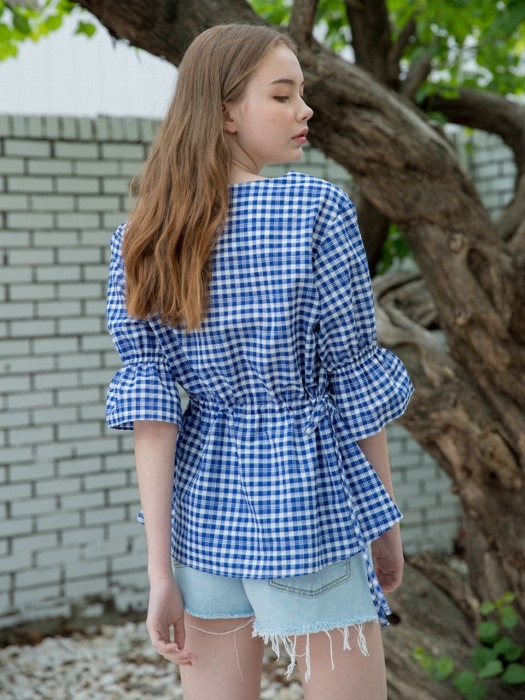 Check Square String Blouse 