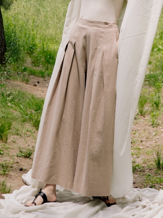 comos`193 pleated wide long pants (brown)
