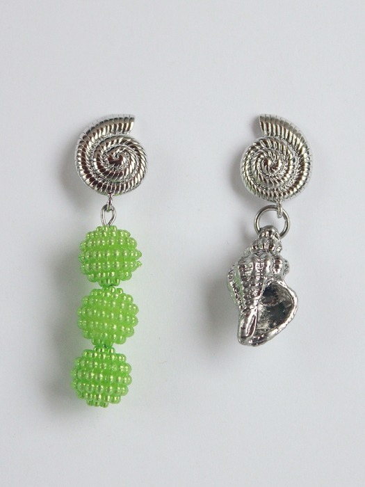 Aloha drop earring (Silver + green)