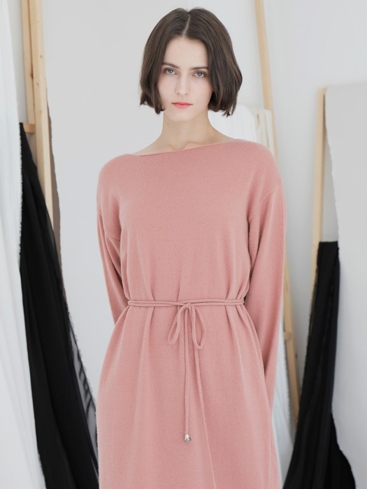 WOOL KNIT STRING ONE-PIECE_PINK