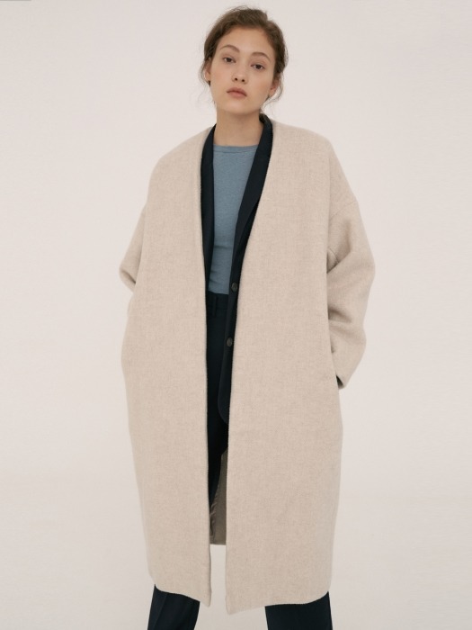 Wool Shawl Collar Coat [Ivory]