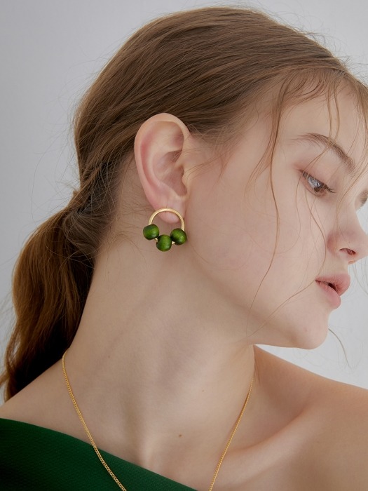 green wood earring
