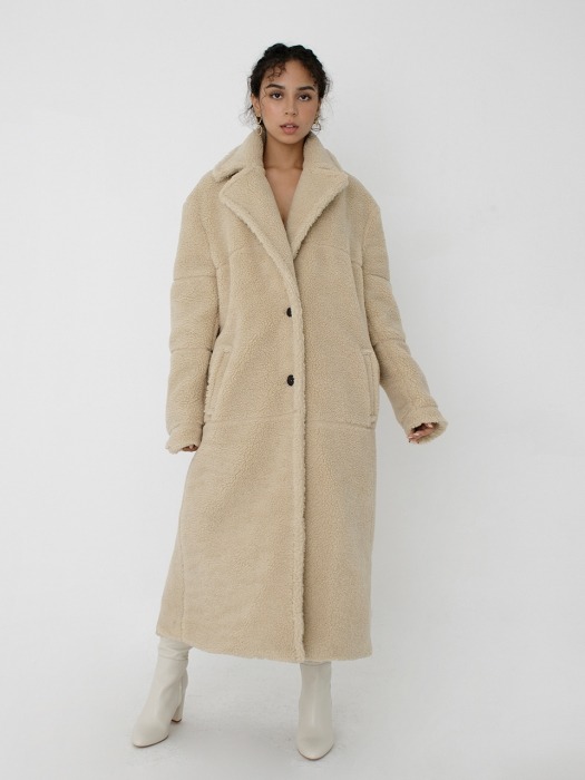 Fleece Long Coat Beige
