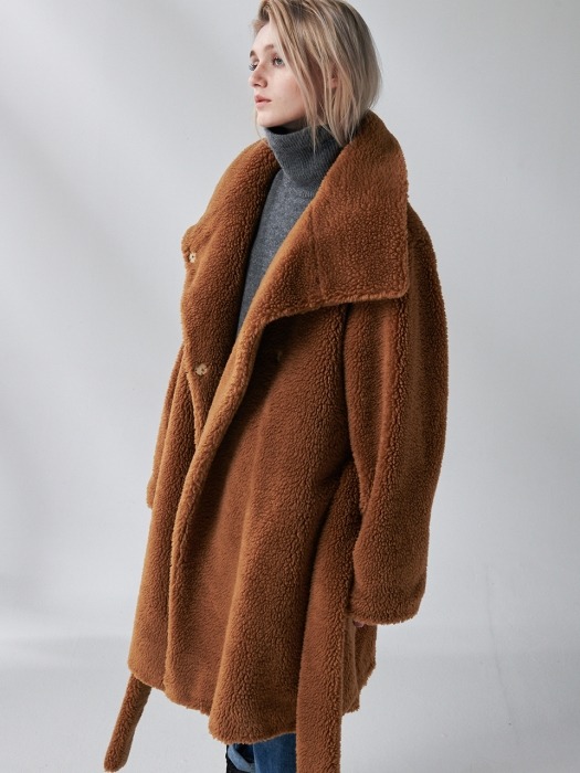 WOOL BLEND TEDDY CAMEL