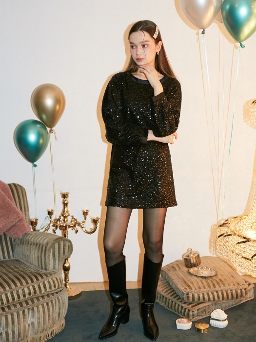 Spangle Mini Dress_ Black