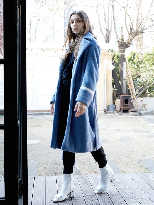 Eco Fur Mink Long Coat (Blue)