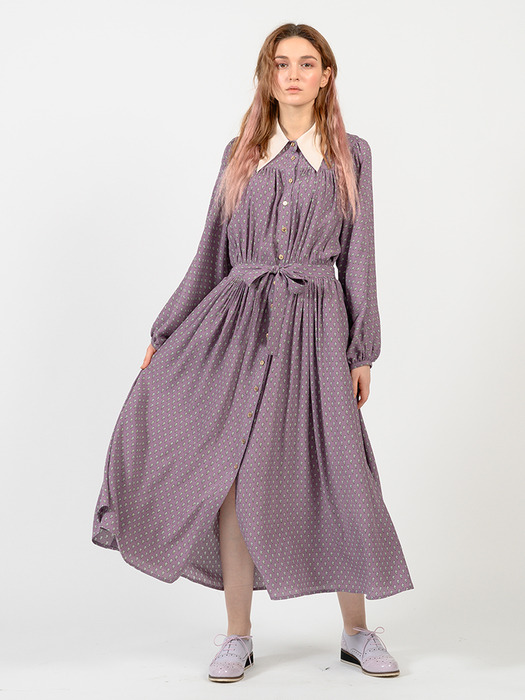 pink katiacho BIG COLLAR VINTAGE DRESS VIOLET