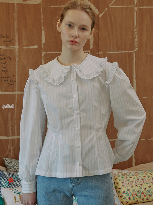 Joie Ruffle-trimmed Blouse_Striped