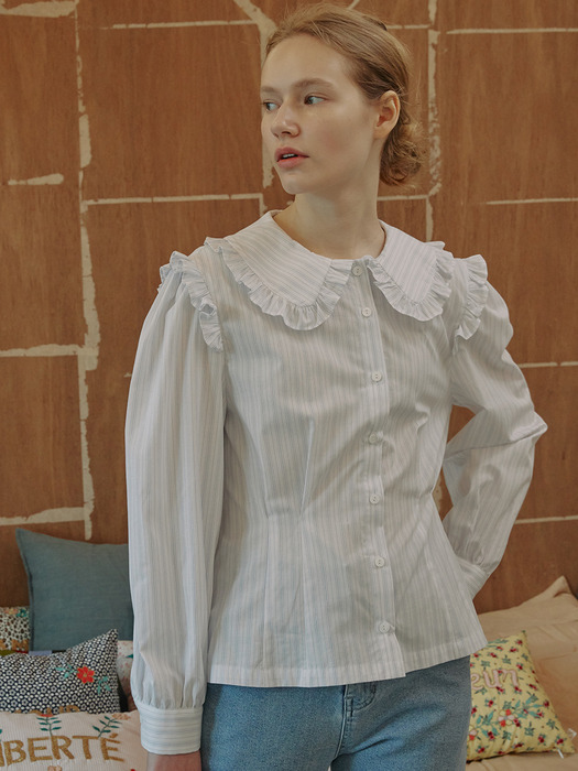 Joie Ruffle-trimmed Blouse_Striped