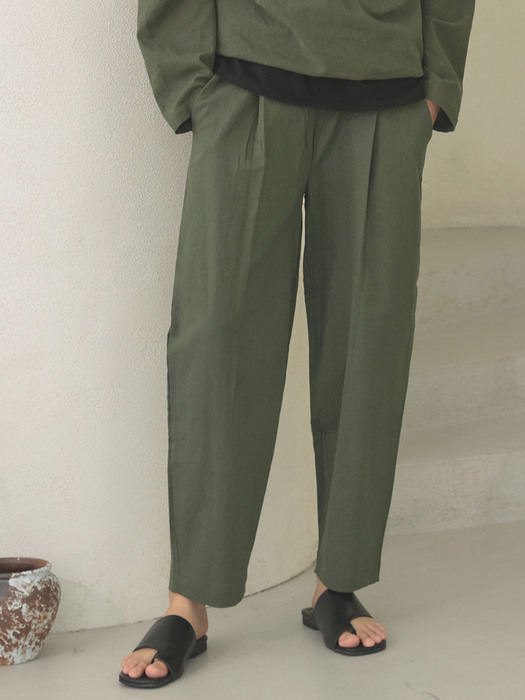 linen banding pants [oversize fit]_khaki