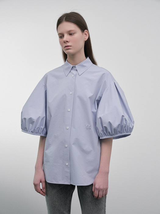 Volume Puff-Sleeved Blouse (blue)