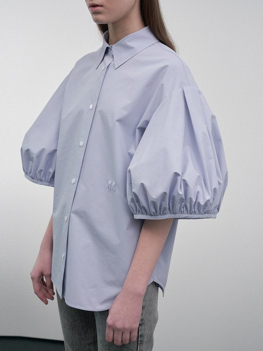 Volume Puff-Sleeved Blouse (blue)