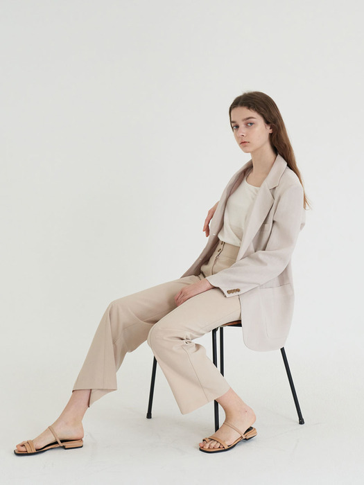 20 SUMMER_Beige Tailored Straight Trousers