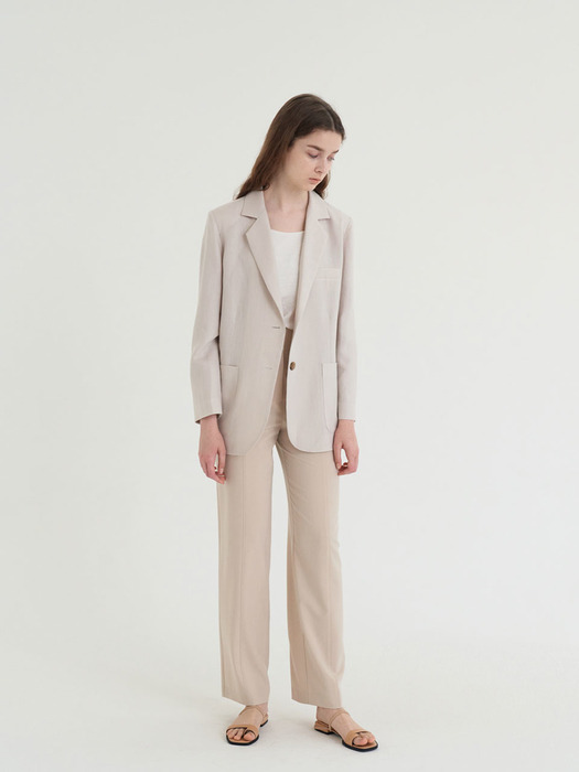 20 SUMMER_Beige Tailored Straight Trousers