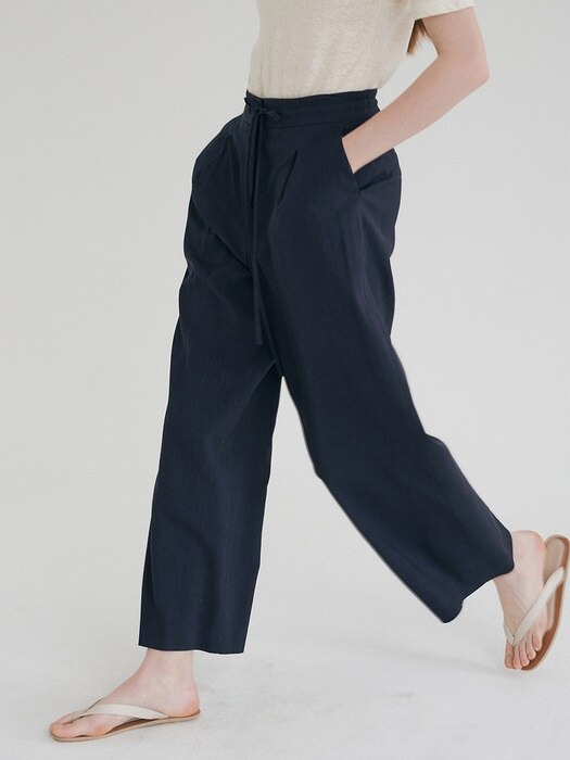 linen wide pants (navy)