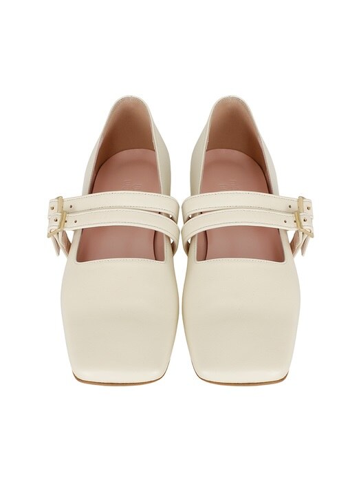 double strap Flat shoes (cream) 