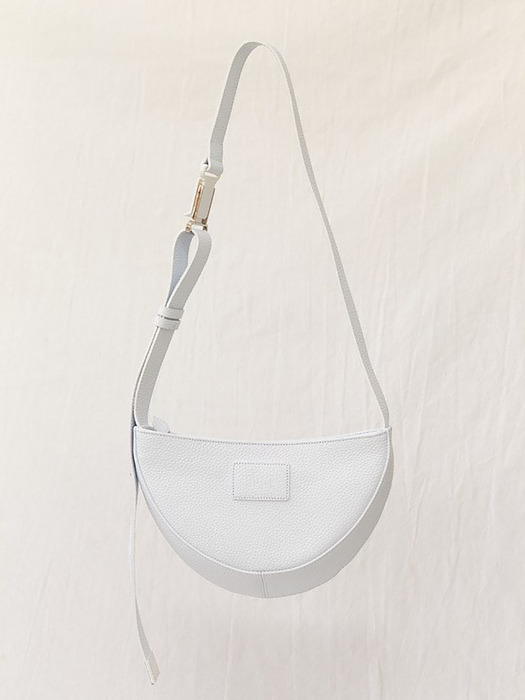 half moon leather bag_white