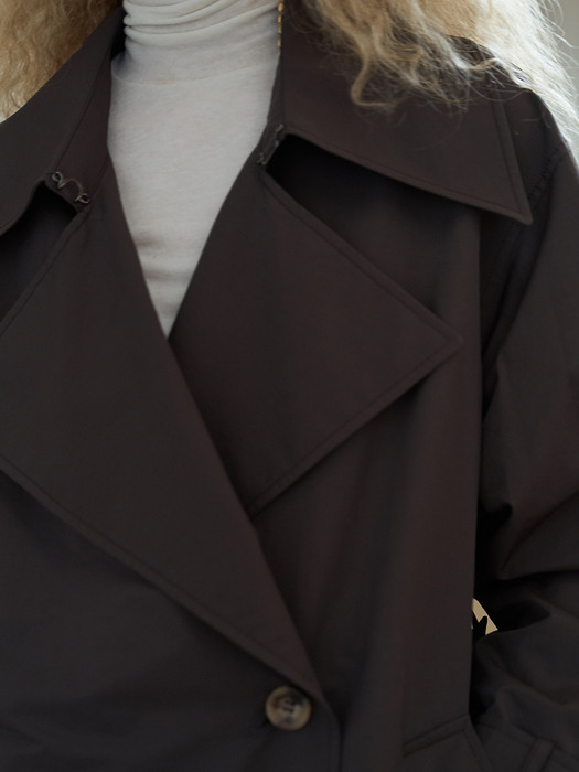 TTF DOUBLE TRENCH COAT BROWN