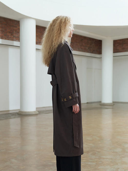 TTF DOUBLE TRENCH COAT BROWN