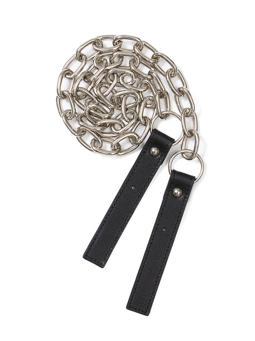 Leather Buckle Chain Strap in Black_VX0AX0600