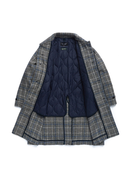 BALMACAAN COAT / BEIGE & BLUE CHECK