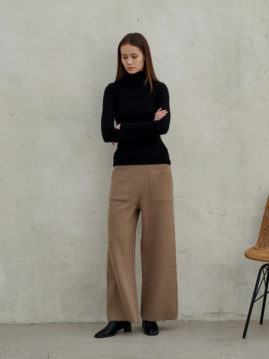 wool cashmere slim wide pants_ m. beige