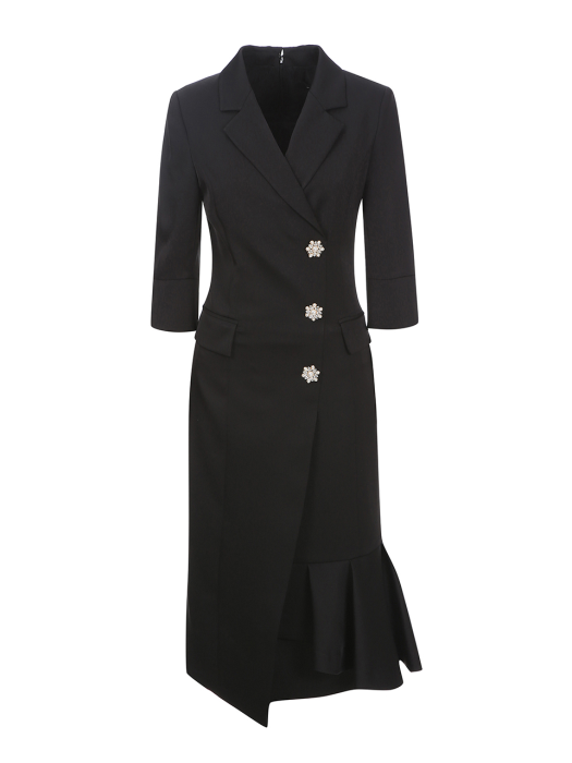 RAINA2 / satin jacket style jewel dress(black)