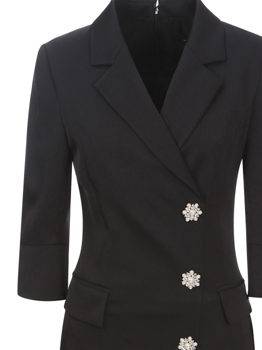 RAINA2 / satin jacket style jewel dress(black)