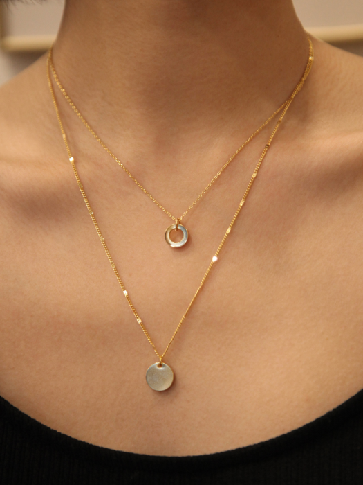 [2SET] LU112 Circular layered necklace